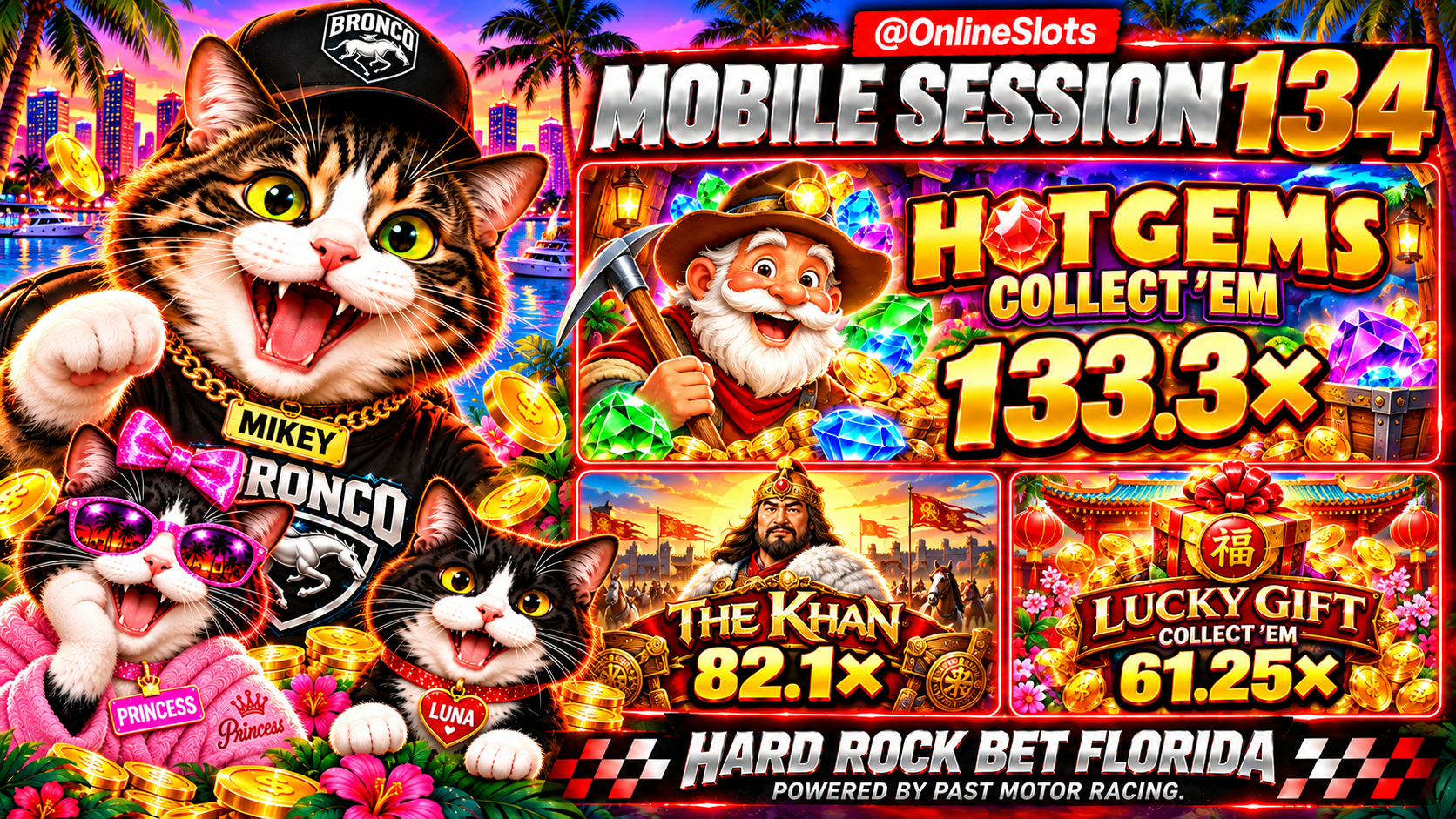 Hot Gems 133.3× & The Khan Respins! | Hard Rock Bet Florida | Mobile Session 134
